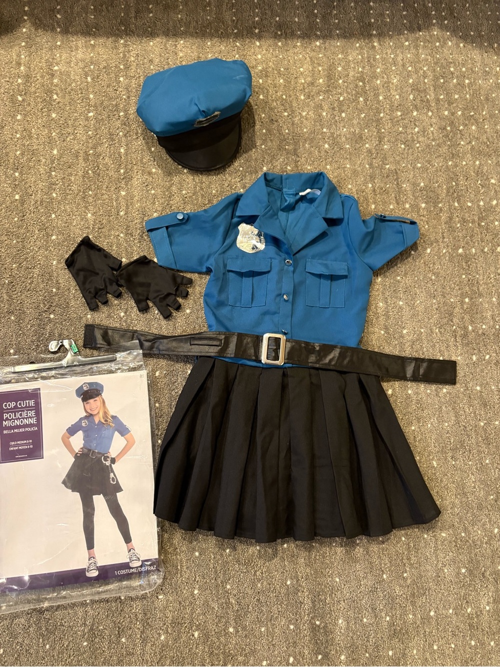 Kids Blue & Black Police Costume Set - Classic Cop Outfit Kids M 8-10